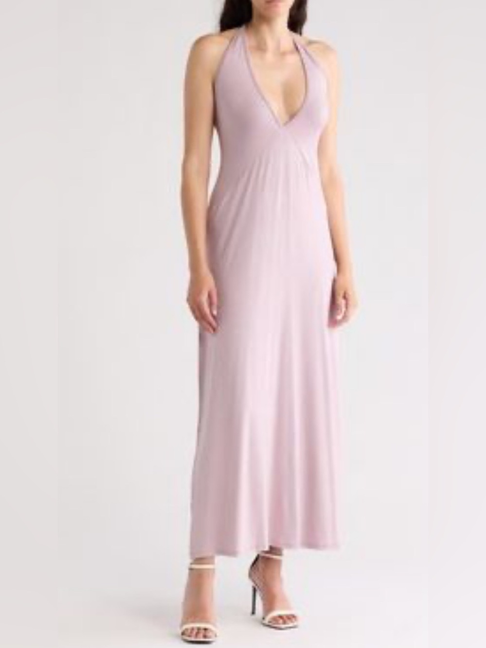 Go Couture Women's Lavender Plunging V-Neck Maxi Dress Size M